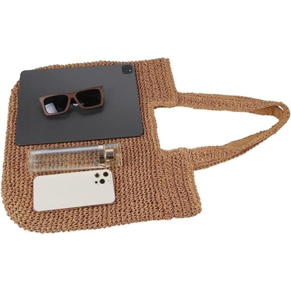 Straw Beach Bag for Women Summer Woven Tote Bag Shoulder Handbags Cute - Picture 5 of 6